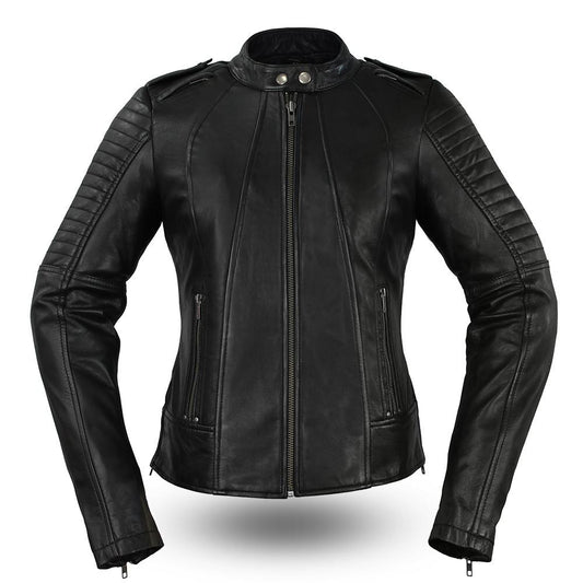  Women's Biker Leather Motorcycle Jacket