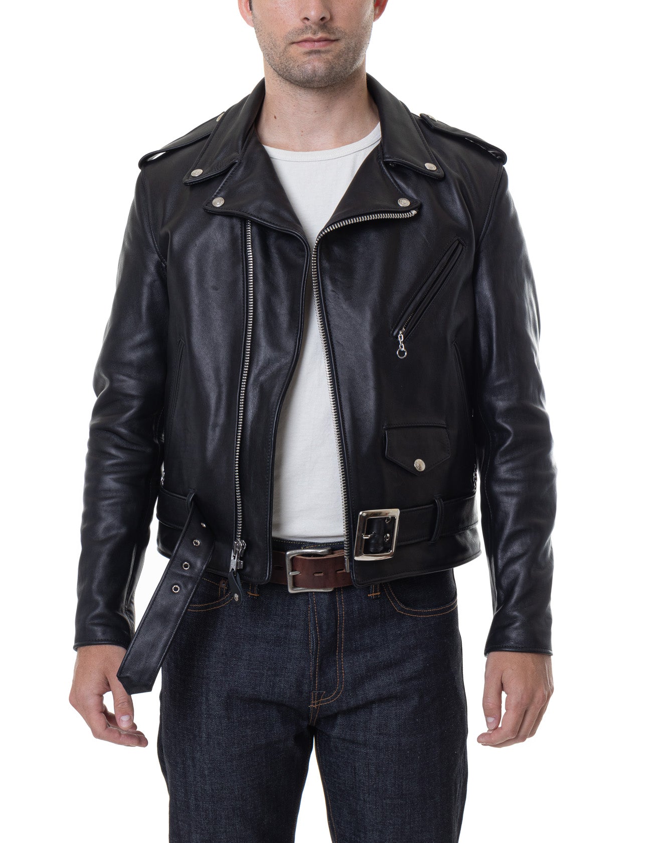 118 Classic Perfecto Leather Motorcycle Jacket