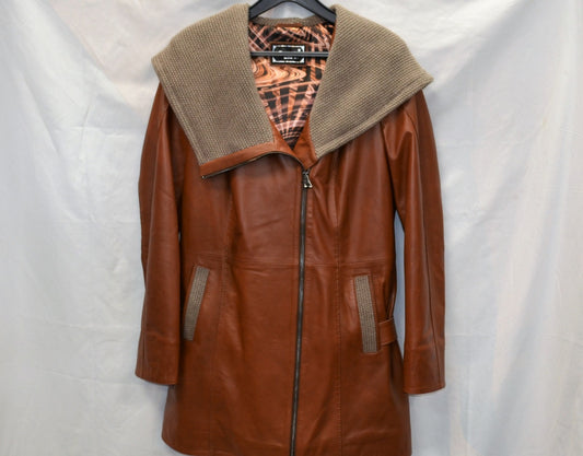  Ladies Car Coat 32 inch  length Cognac Color