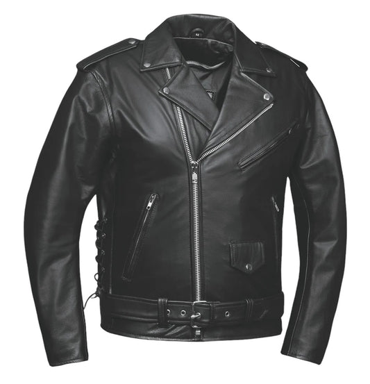 Mens Motorcycle Biker Leather Jacket