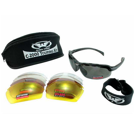 Global Vision C-2000 Sunglasses Touring Kit with 5 Interchangeable Lenses