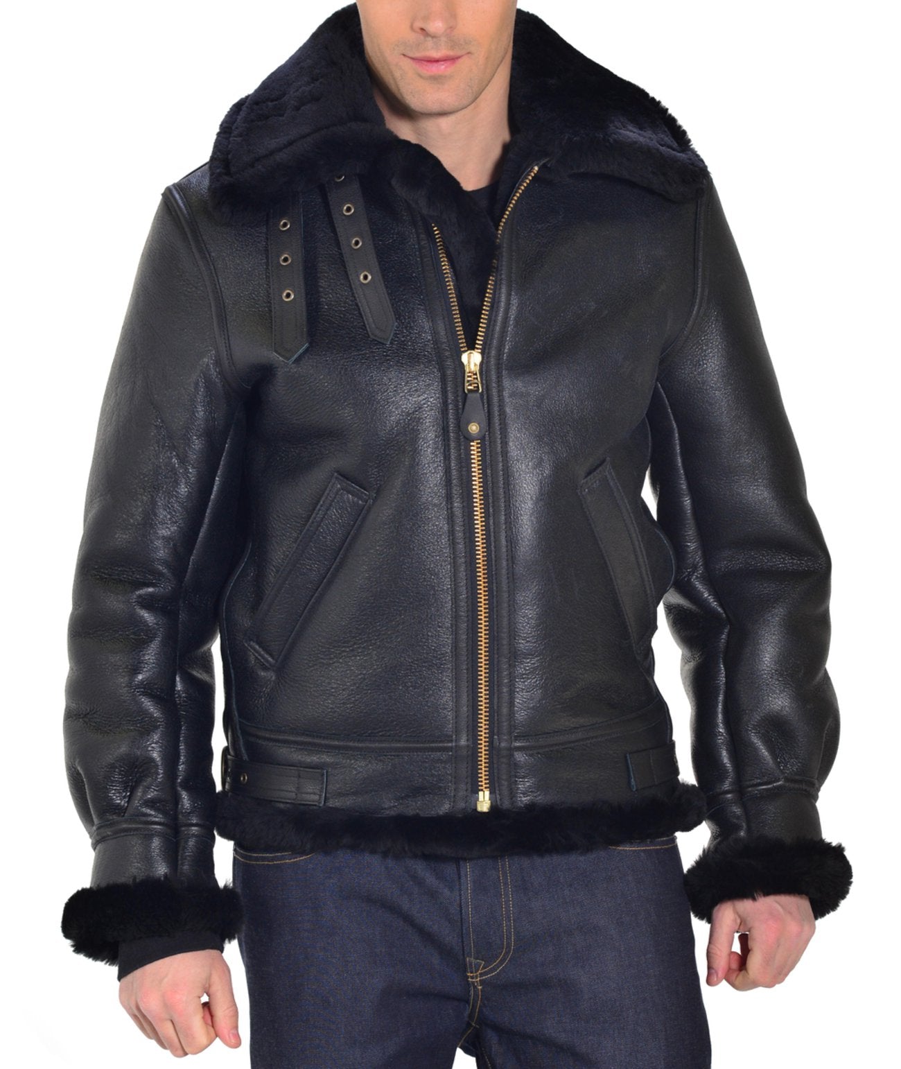 Sheepskin B-3 Flight Jacket in black