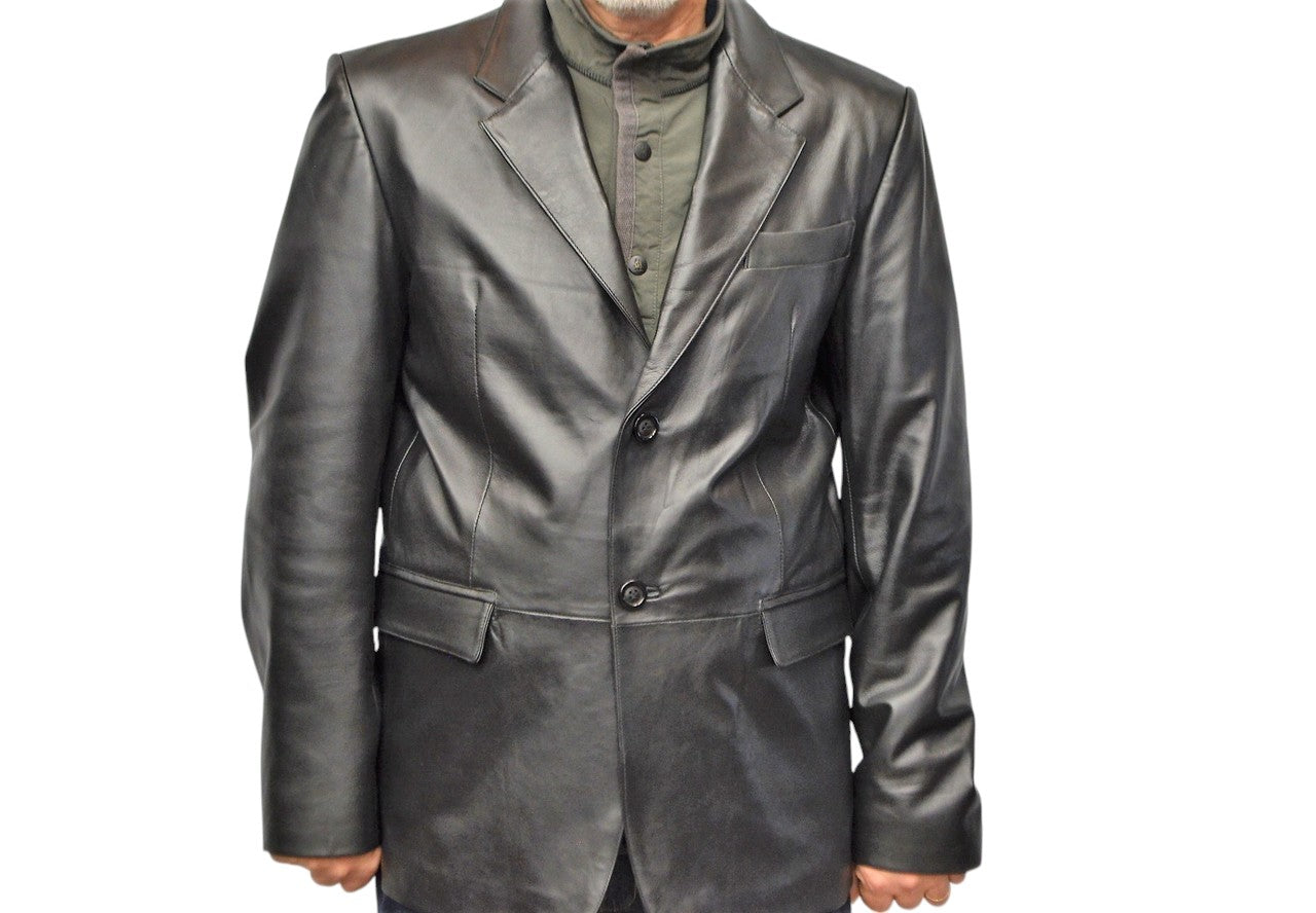 men sporty leather coat