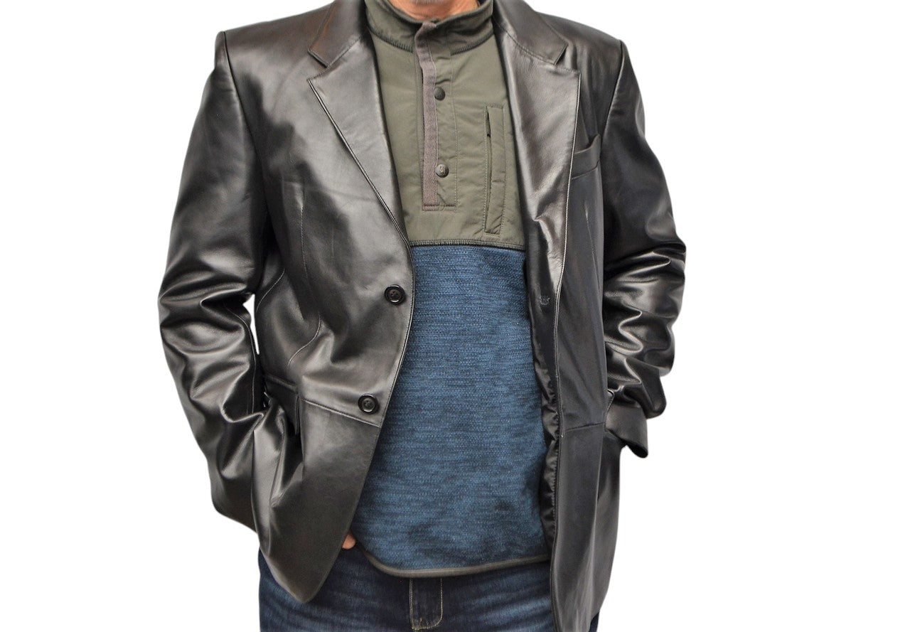 men sporty leather coat