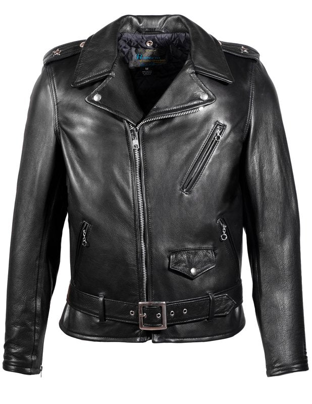 Waxy Natural Cowhide 50's Perfecto Motorcycle Leather Jacket