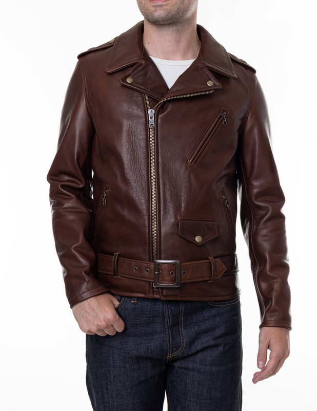 Waxy Natural Cowhide 50's Perfecto Motorcycle Leather Jacket