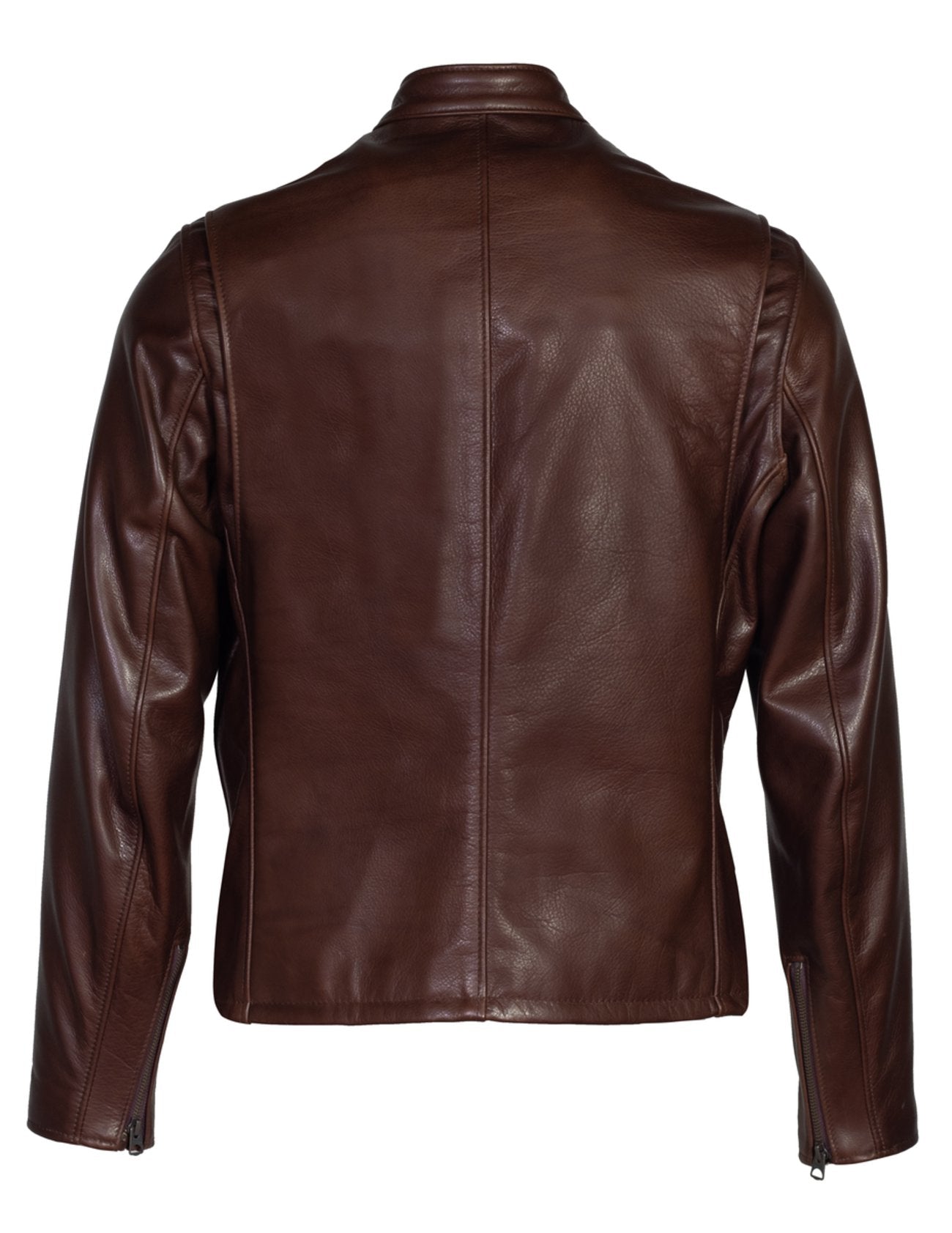 Waxed Natural Pebbled Cowhide Cafe Leather Jacket