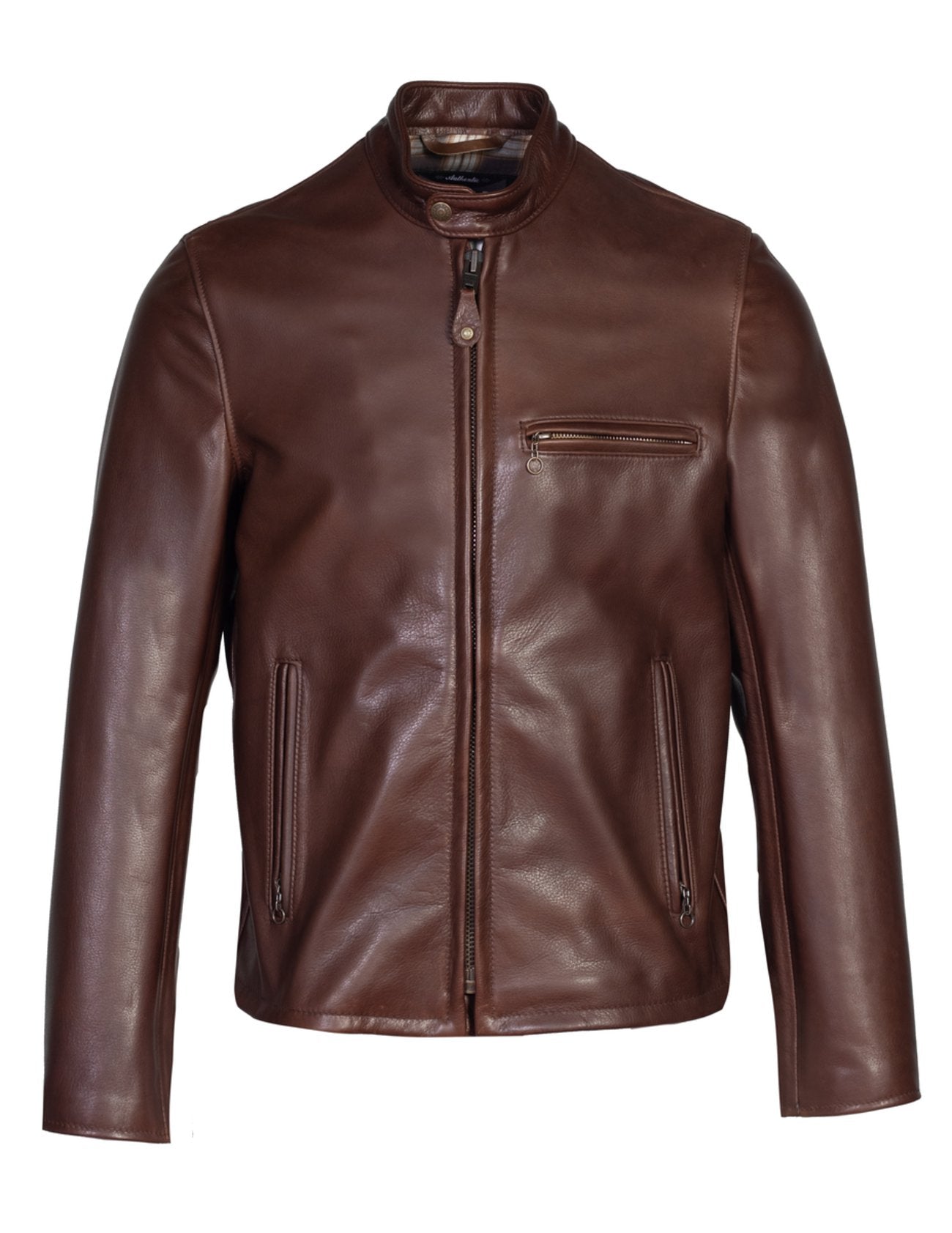 Waxed Natural Pebbled Cowhide Cafe Leather Jacket