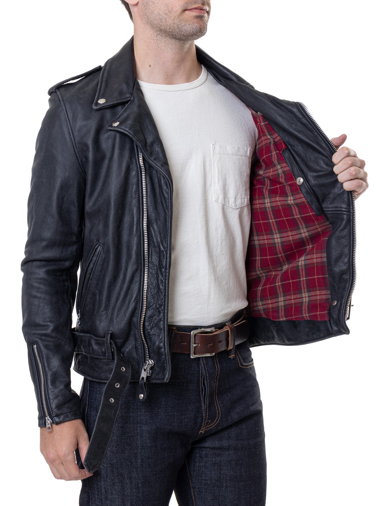 Vintaged Fitted Cowhide Leather Motorcycle Jacket