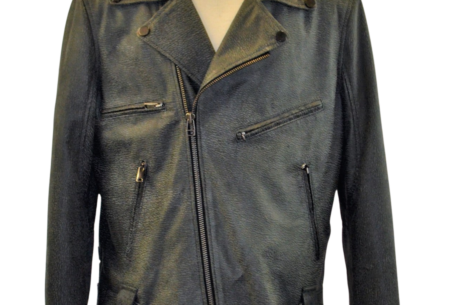 Distress Grey  Leather Moto Style 