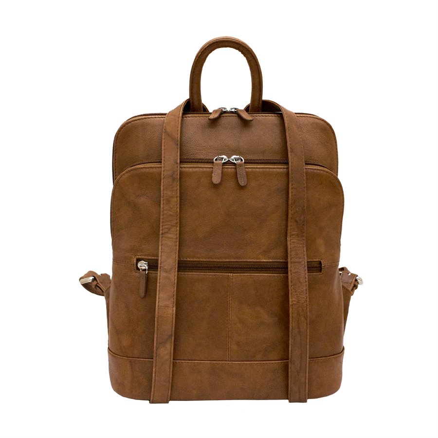 Leather backpack with adjustable strap