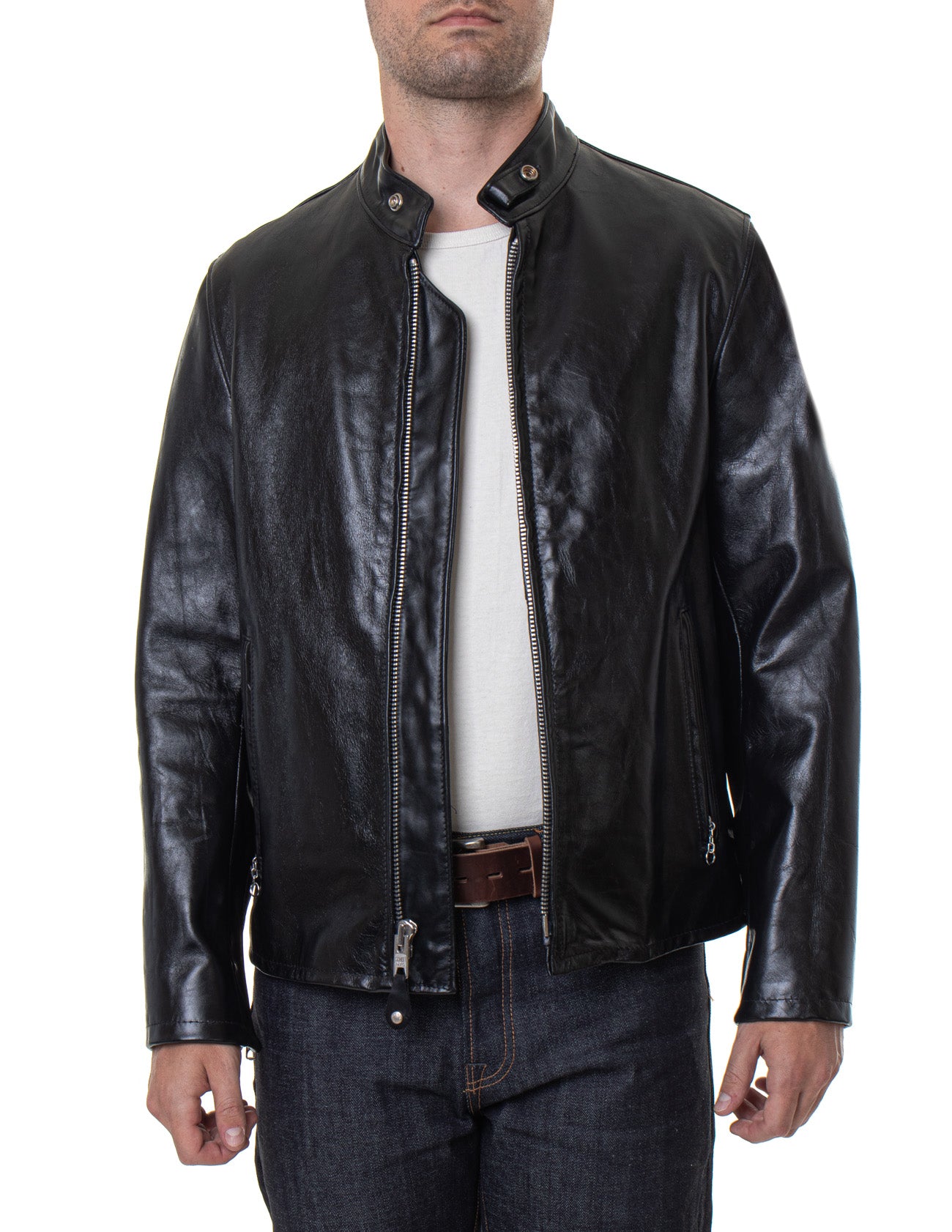 Cowhide Casual Racer Leather Jacket