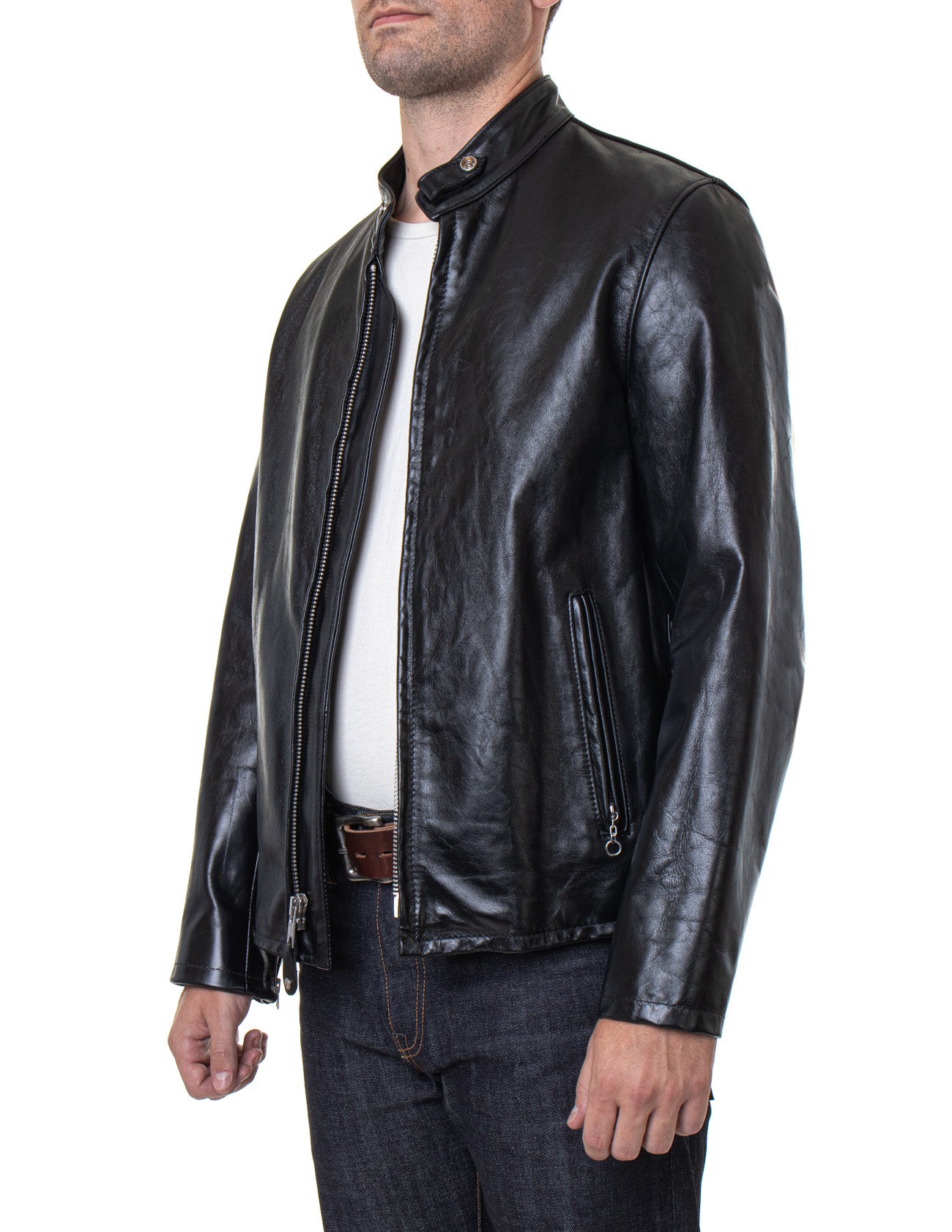 Cowhide Casual Racer Leather Jacket