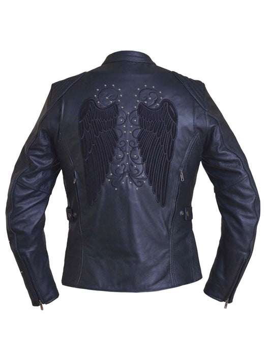 LADIES ANGEL WINGS LEATHER JACKET