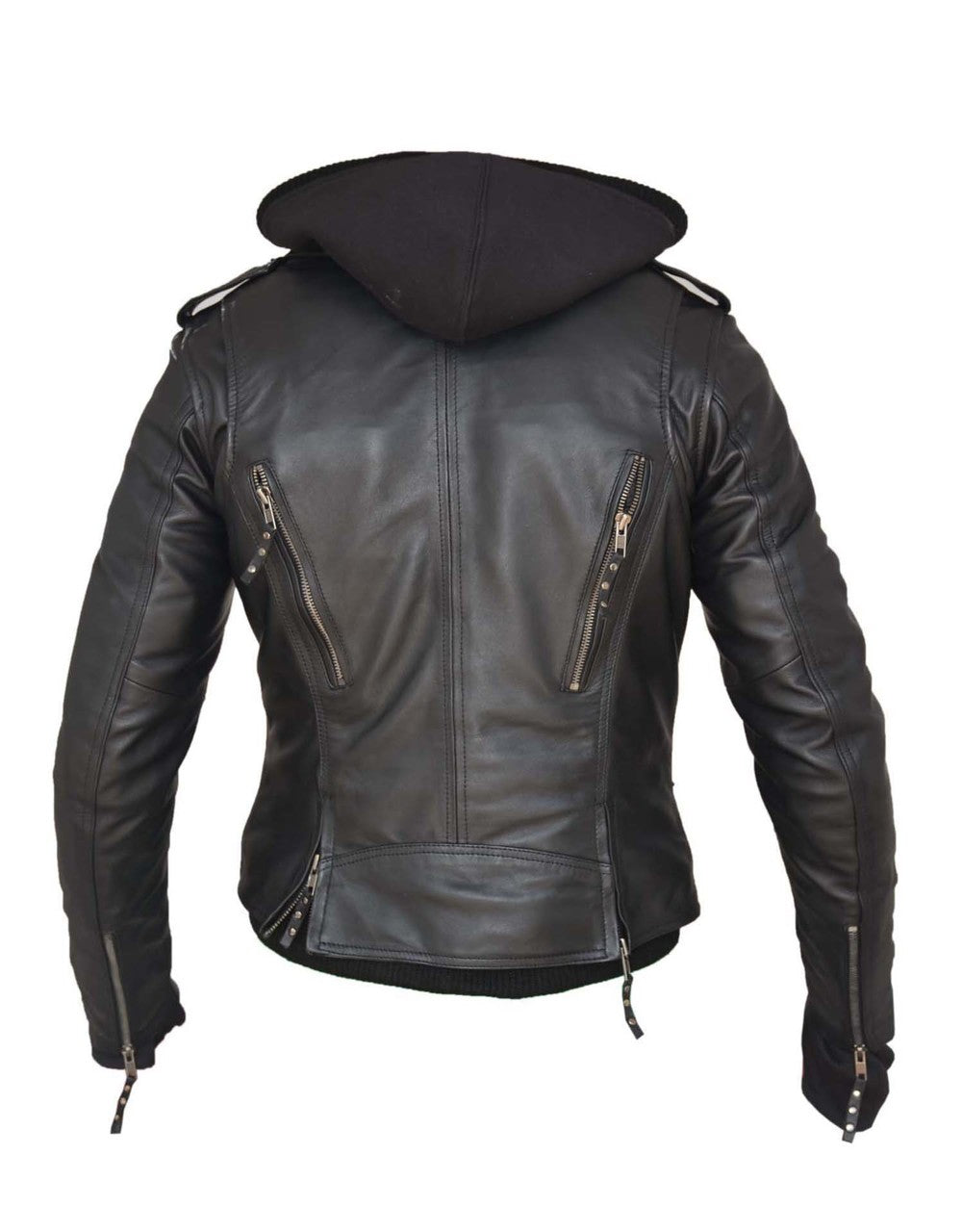 Ladies Soft Leather With Removable Hoodie 