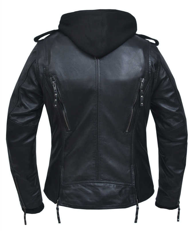 Men Premium Leather Jacket With hoodie 