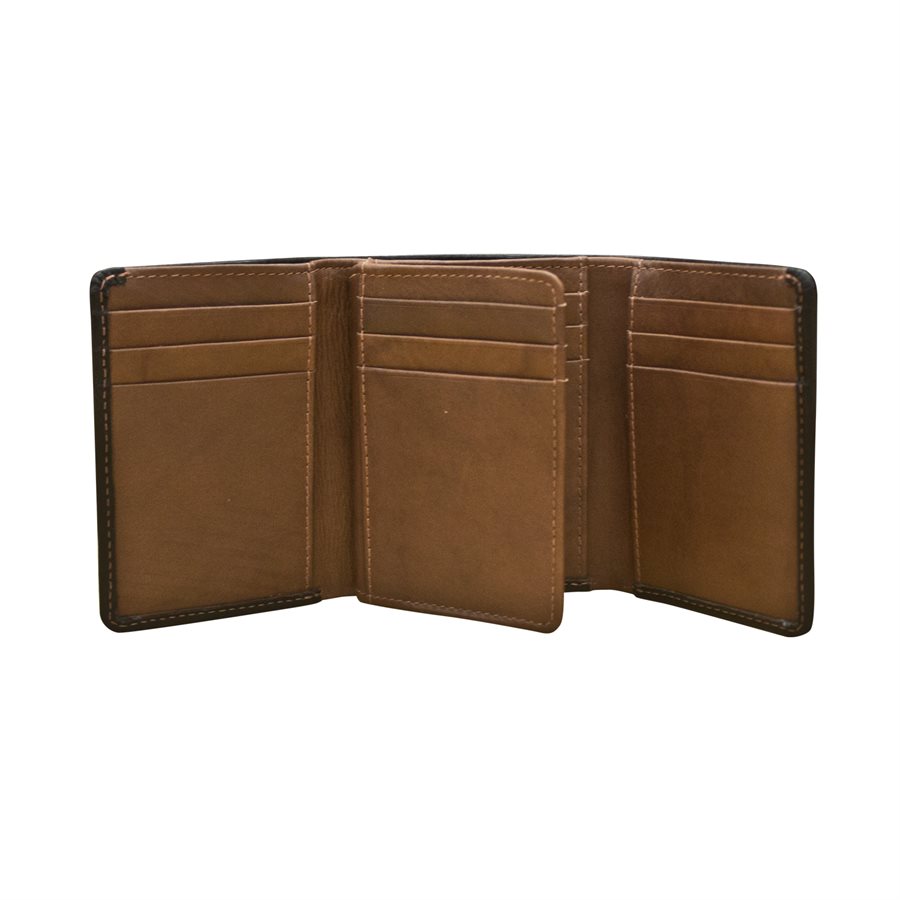  Men Leather Wallet Trifold with 9 credit card pockets