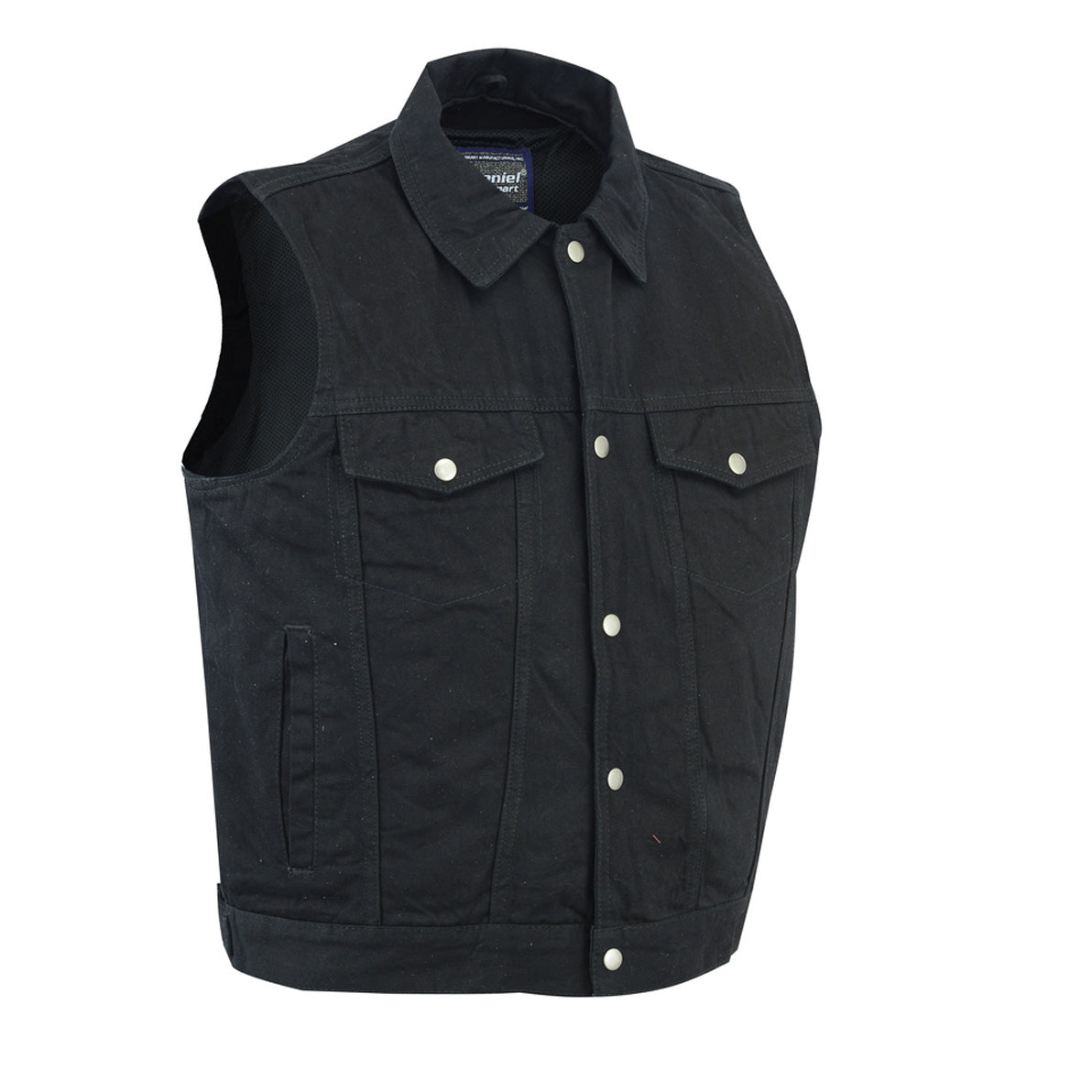  Classic Snap Front Denim Vest with Zip-Front