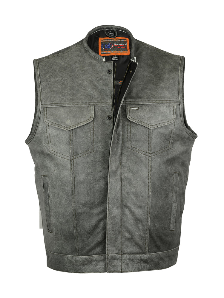 Gray Collarless Premium  Leather