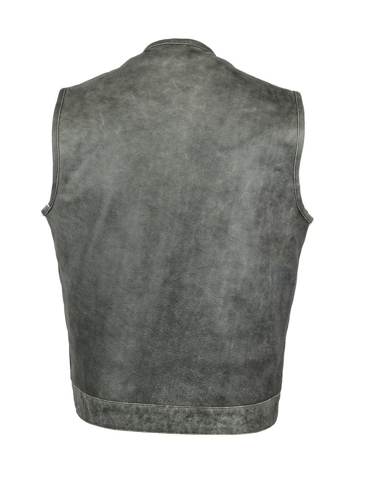 Gray Collarless Premium  Leather