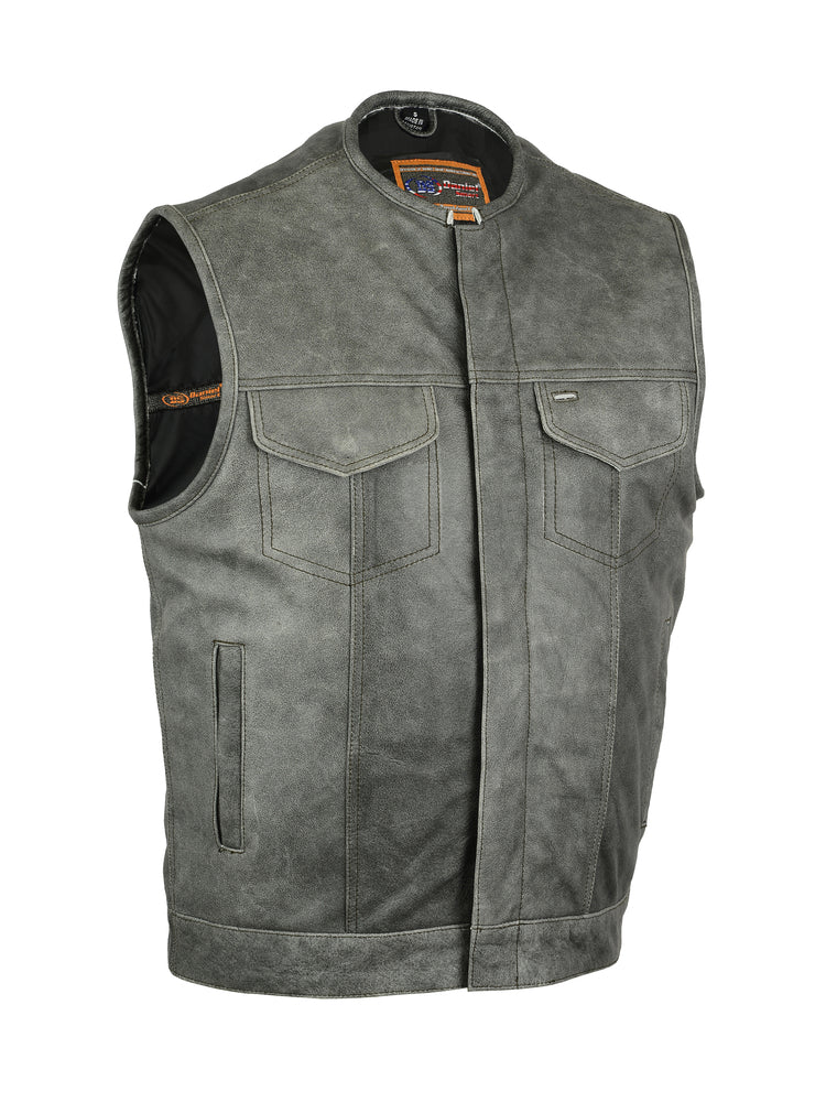 Gray Collarless Premium  Leather