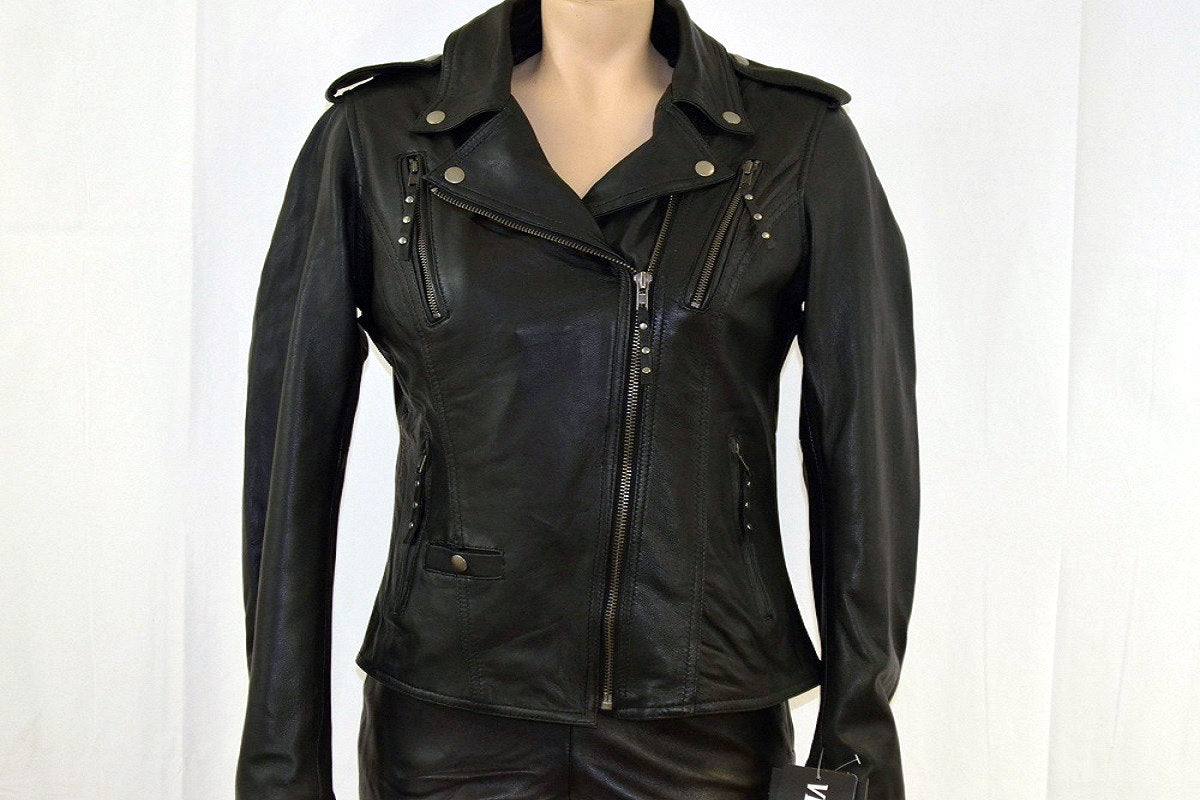 Ladies Soft Leather With Removable Hoodie 