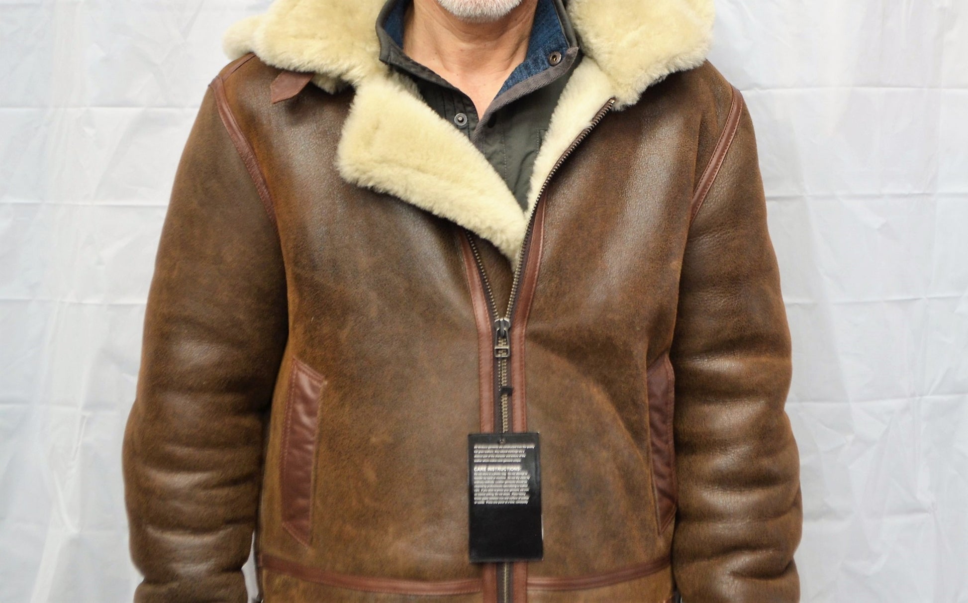 B3 Sheepskin Shearling Antic Brown/Cream with Removable Hood 