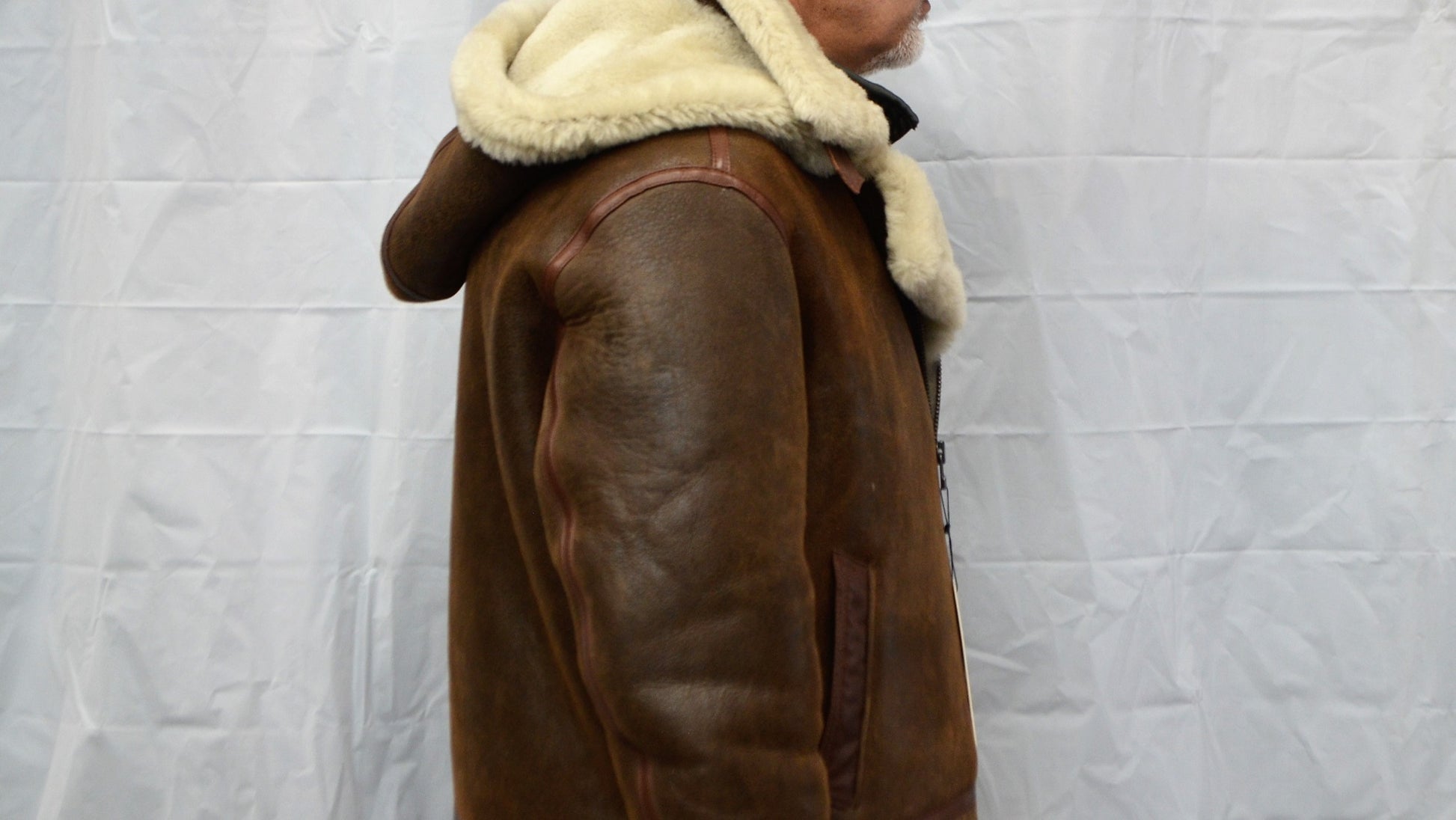 B3 Sheepskin Shearling Antic Brown/Cream with Removable Hood 