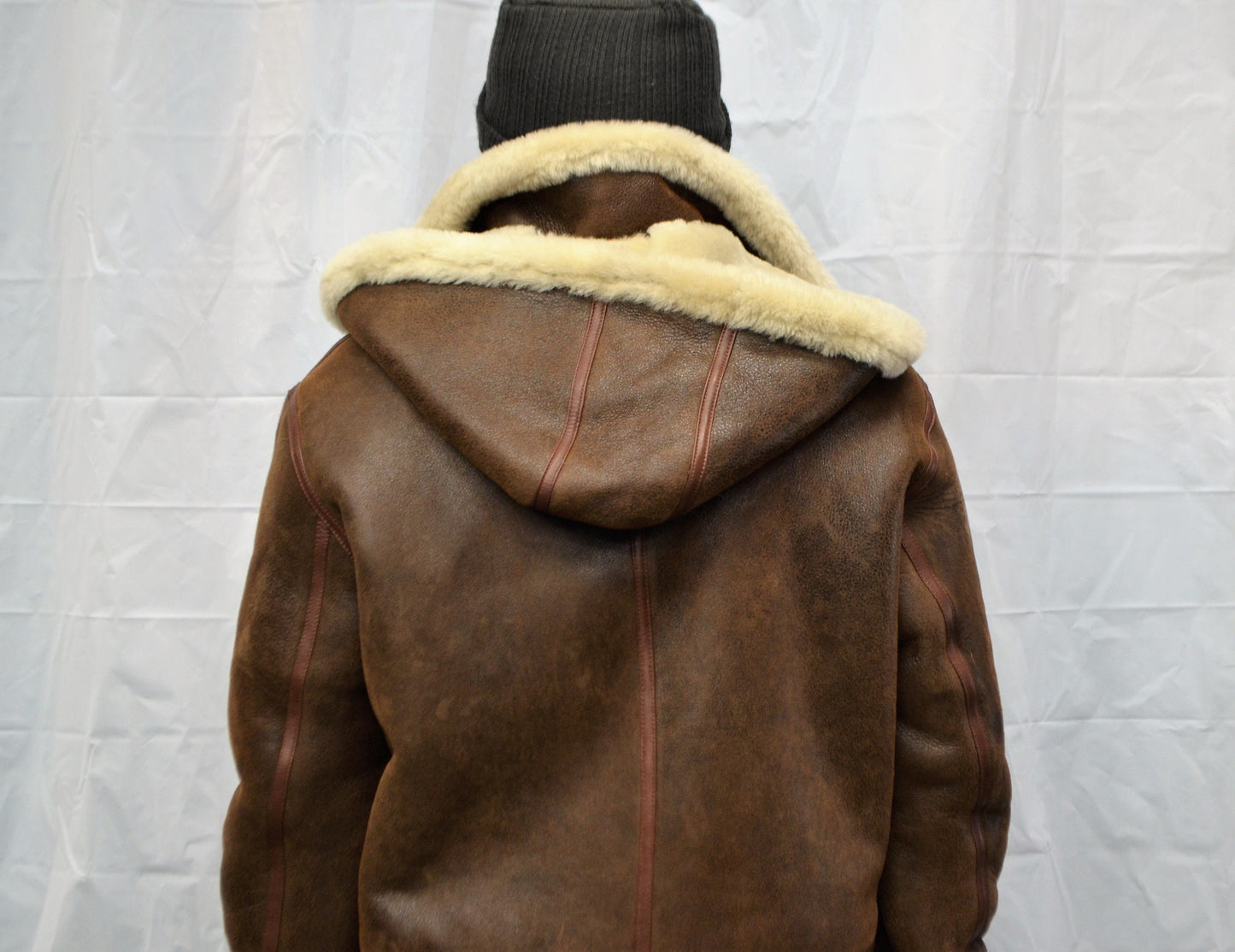 B3 Sheepskin Shearling Antic Brown/Cream with Removable Hood 