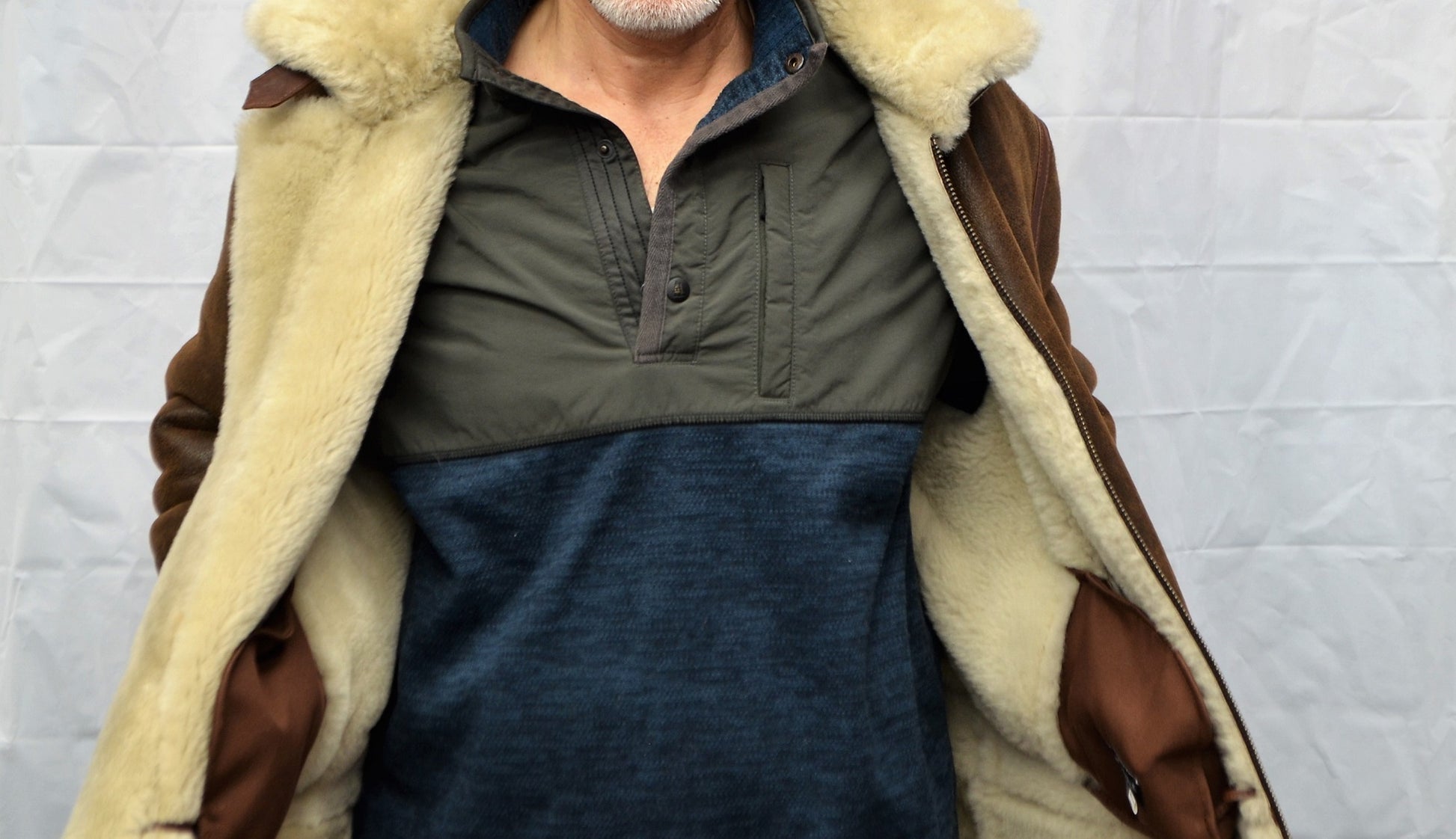 B3 Sheepskin Shearling Antic Brown/Cream with Removable Hood 