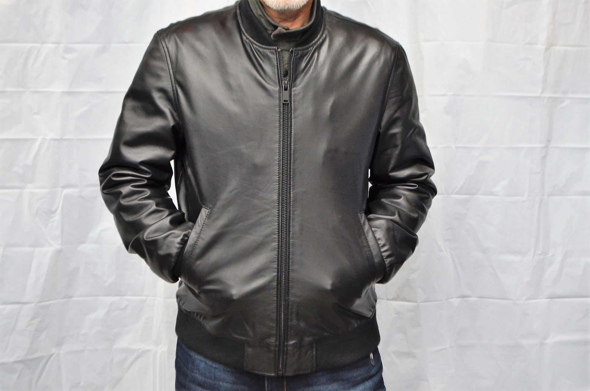    Street Leather Bomber Jacket 