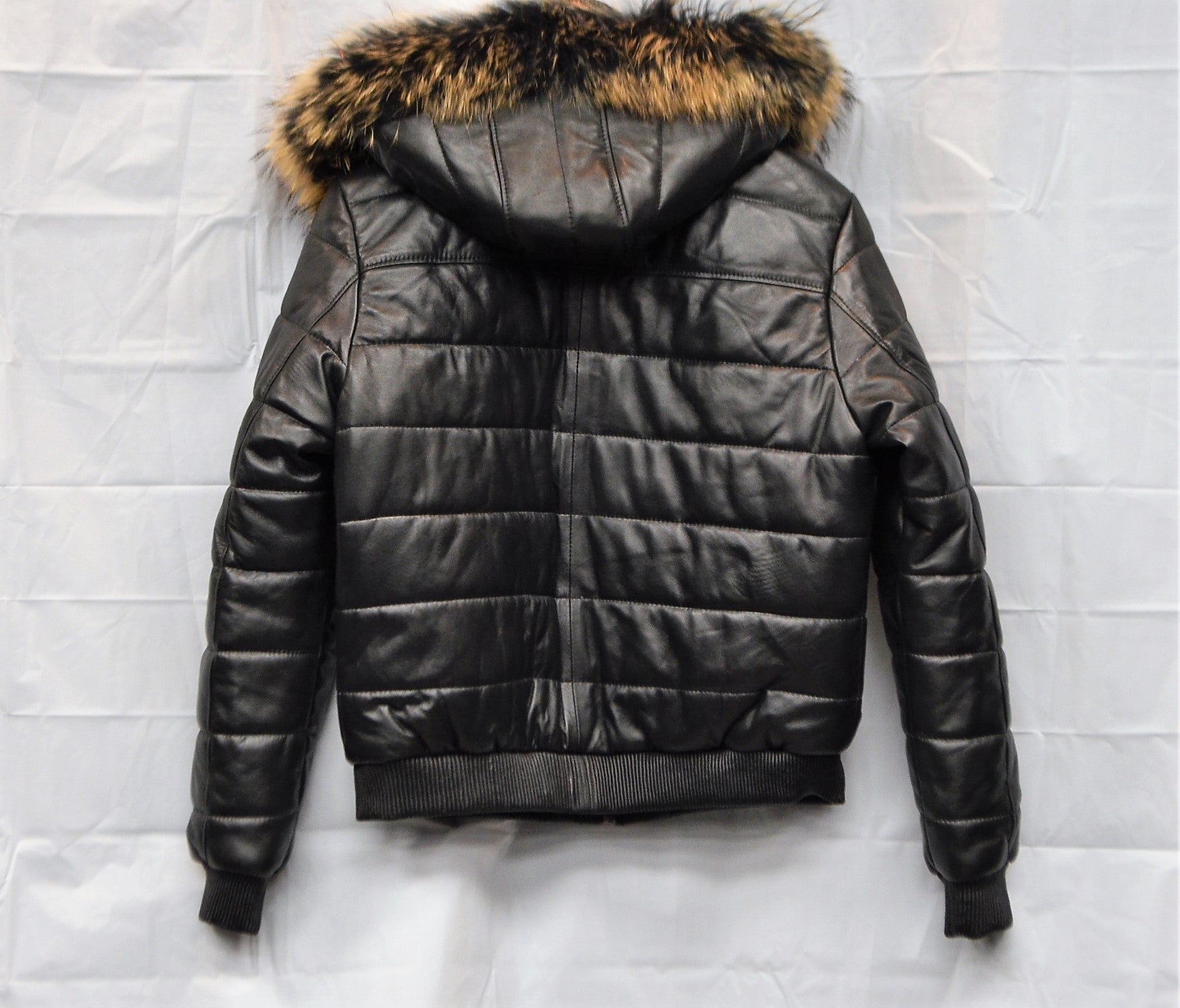 men Leather Bomber Jacket  with removable Fur and  hood