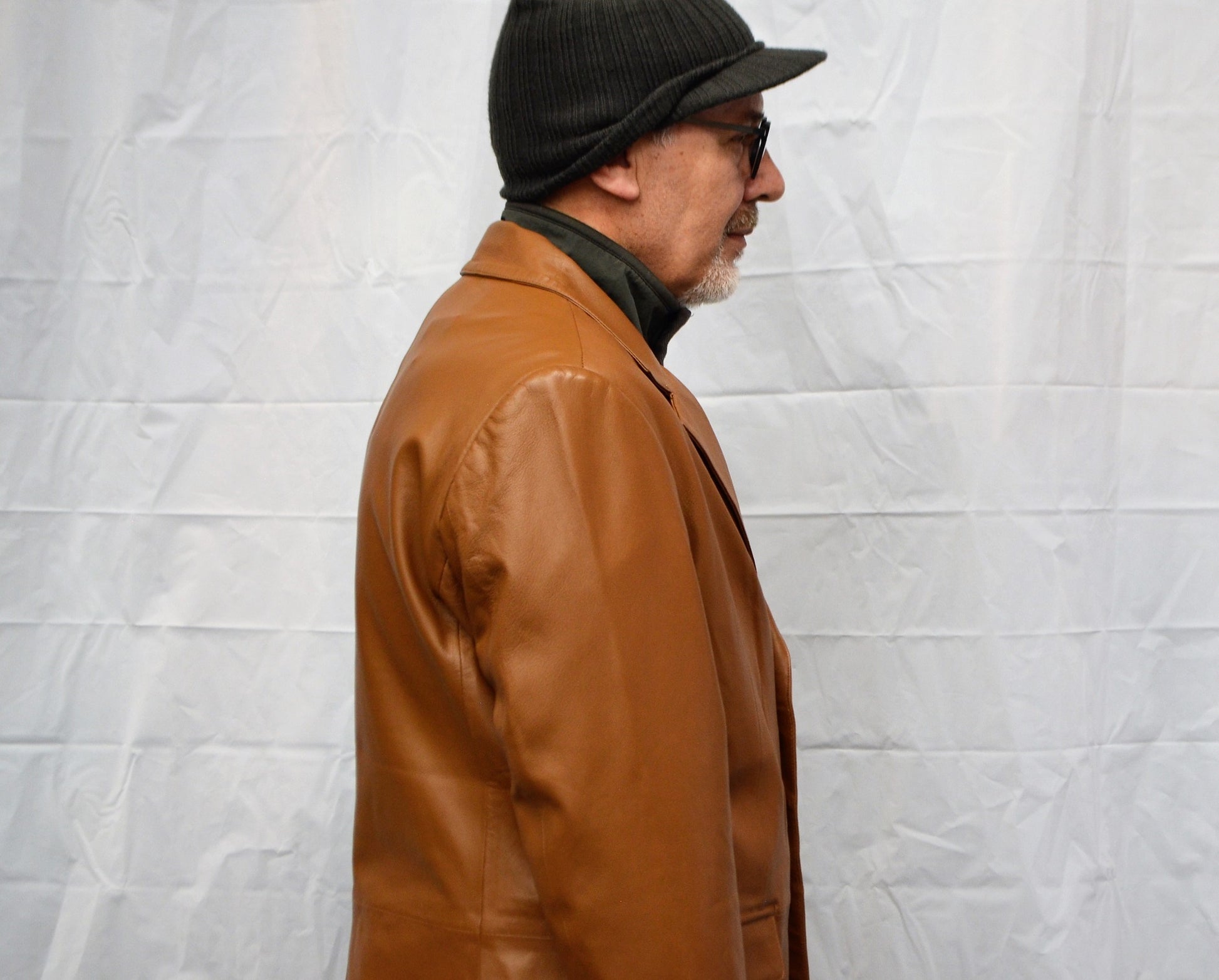 men sporty leather coat