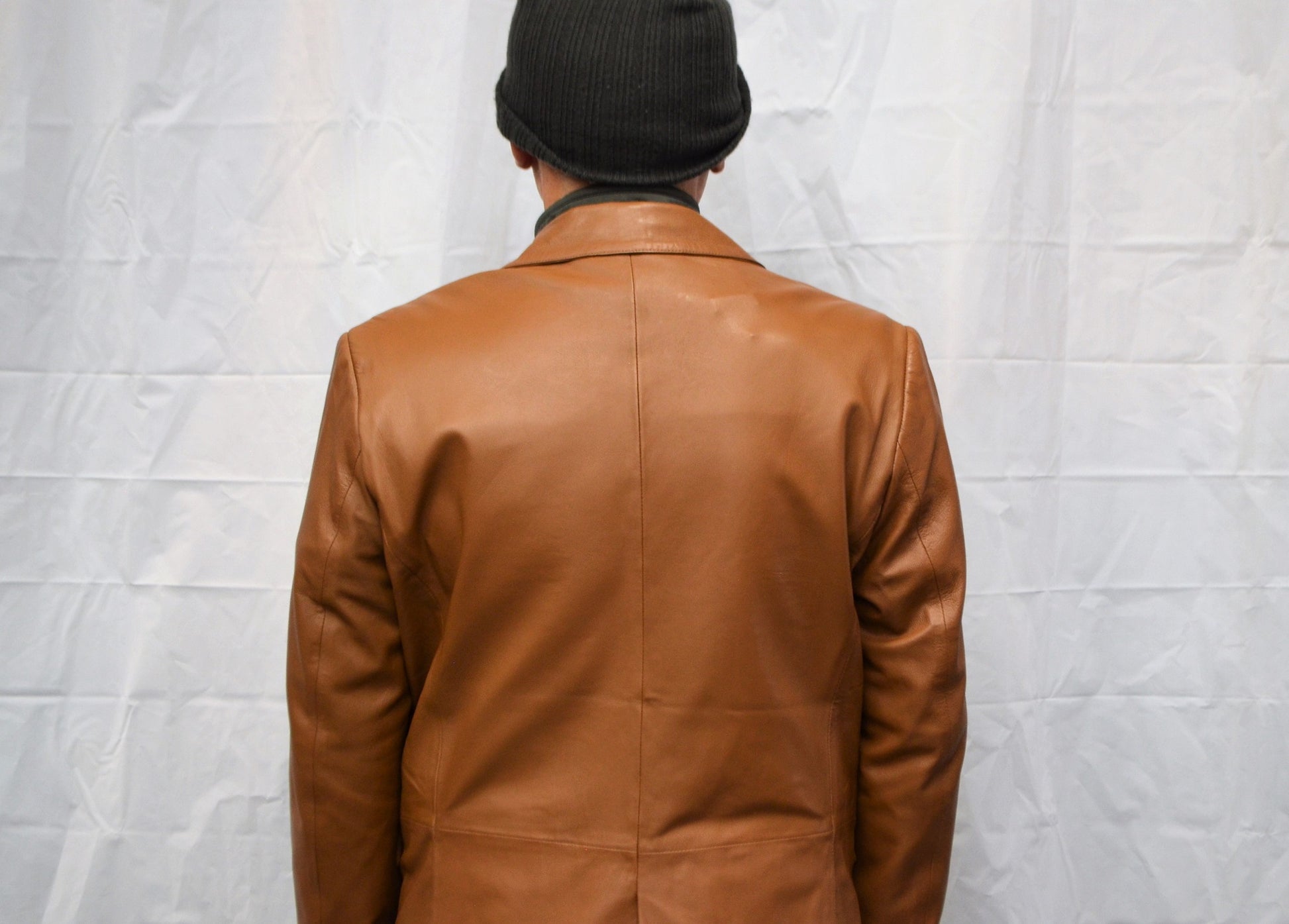 men sporty leather coat