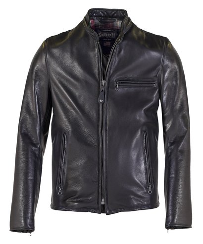 Waxed Natural Pebbled Cowhide Cafe Leather Jacket