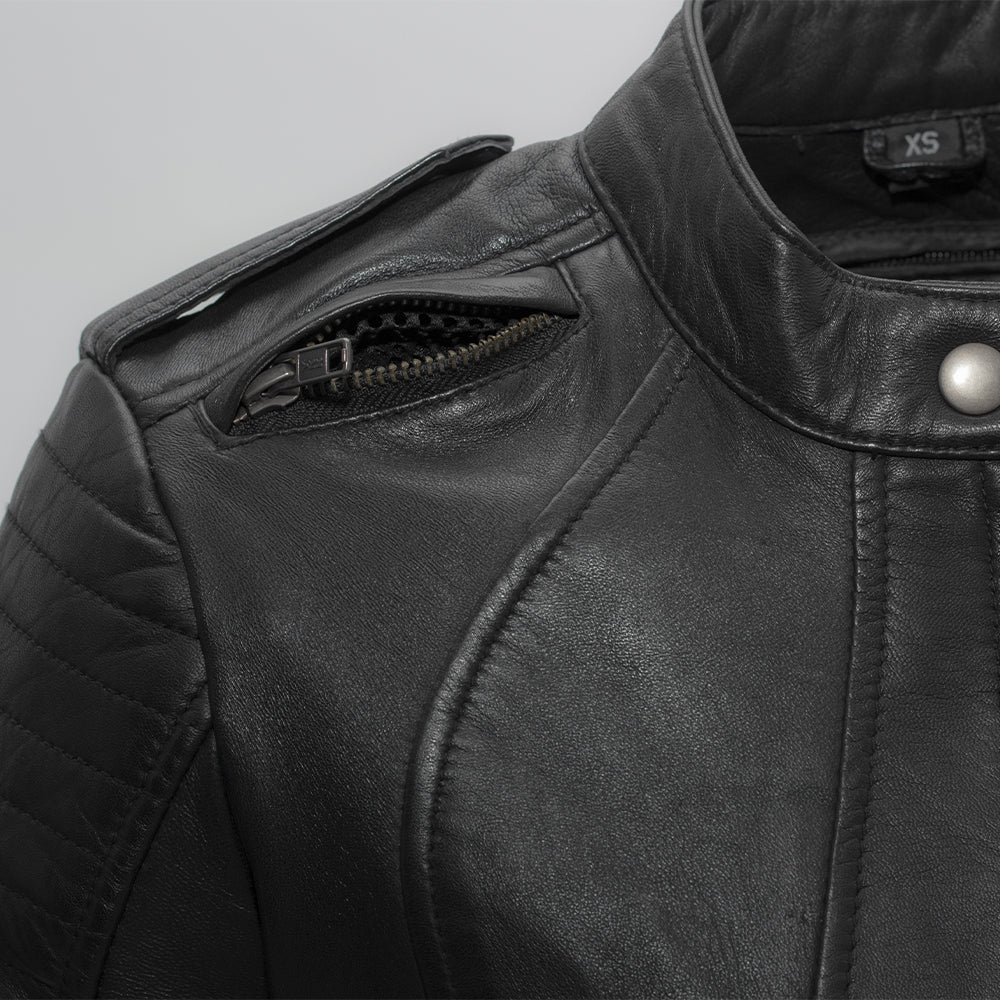  Women's Biker Leather Motorcycle Jacket