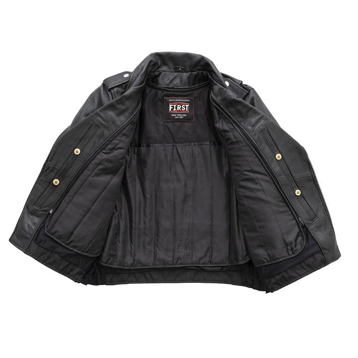 Popstar - Women's Biker Leather Jacket W/Sidelaces