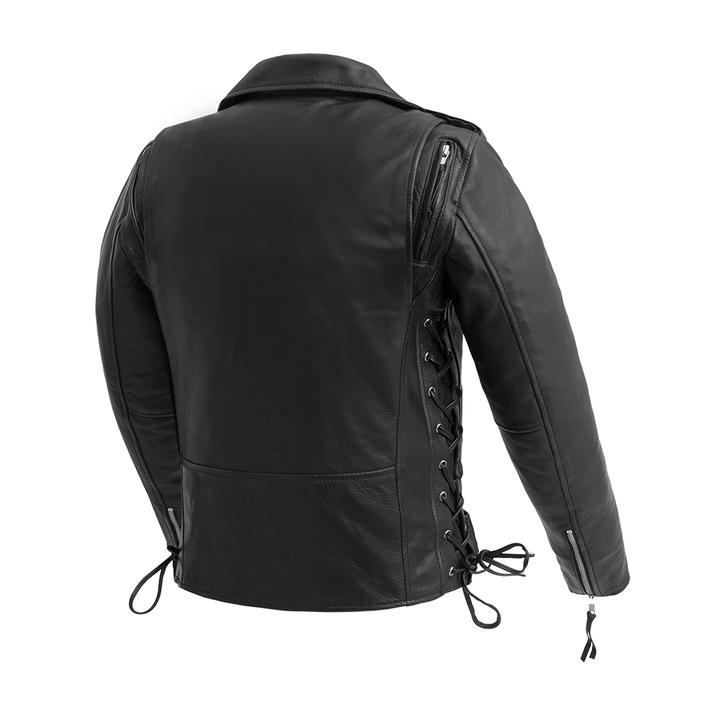 Popstar - Women's Biker Leather Jacket W/Sidelaces