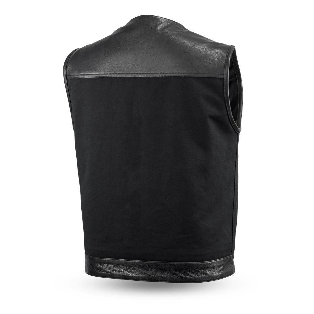 leather/Canvas Motorcycle vest with Collar