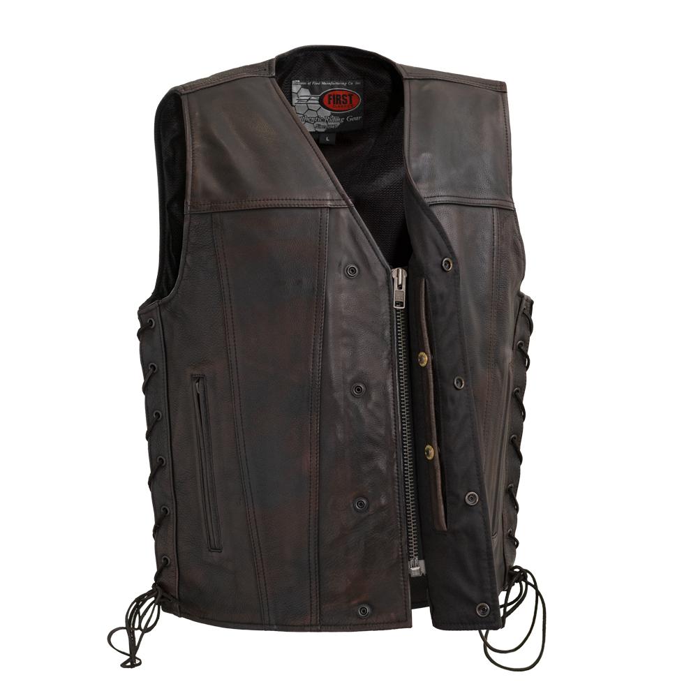 Men's High Roller Leather  Vest Copper Color