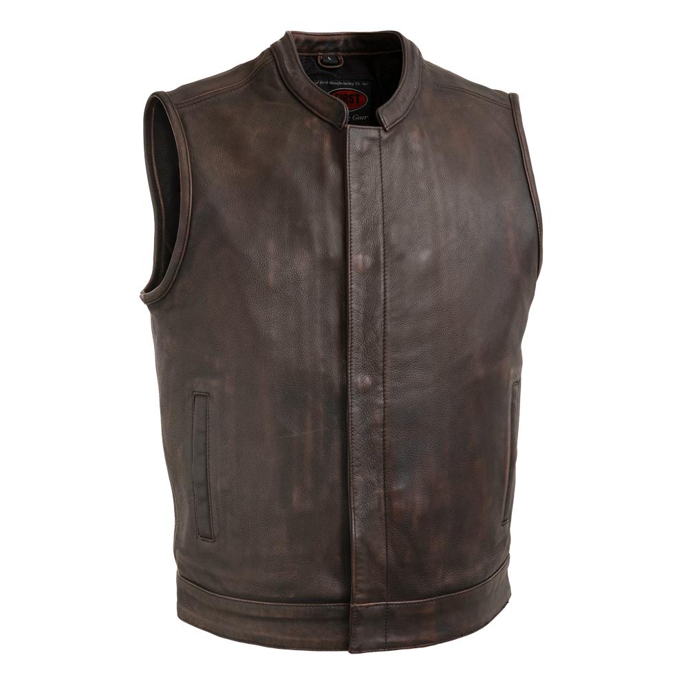 Men's  Copper Top Rocker Leather Motorcycle Vest