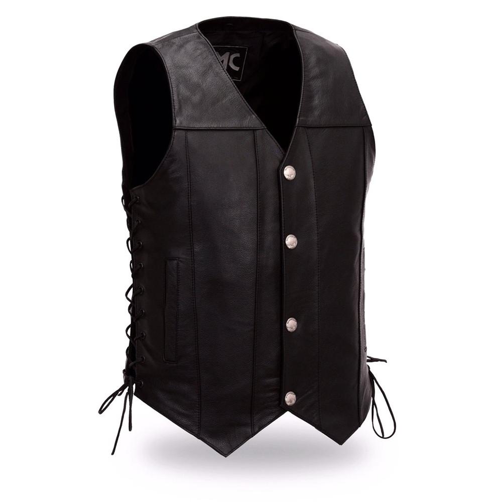 Gun Slinger Men buffalo button vest with side lace