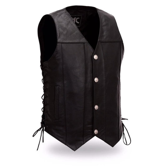 Gun Slinger Men buffalo button vest with side lace