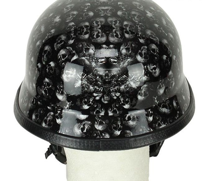 Grey Shiny(gloss) Skull Graveyard German Novelty Helmet