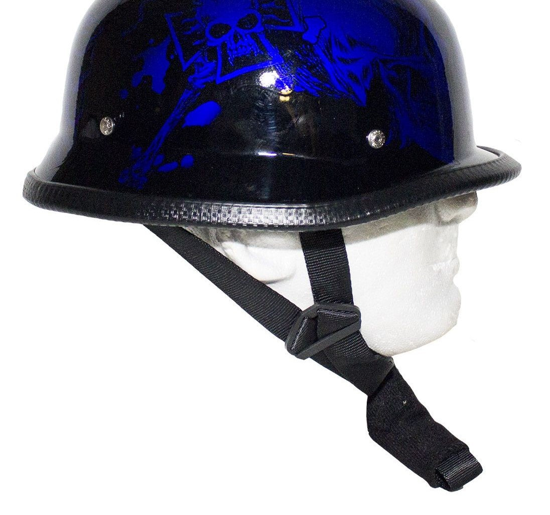 Graphic Blue Skull German Novelty Helmet