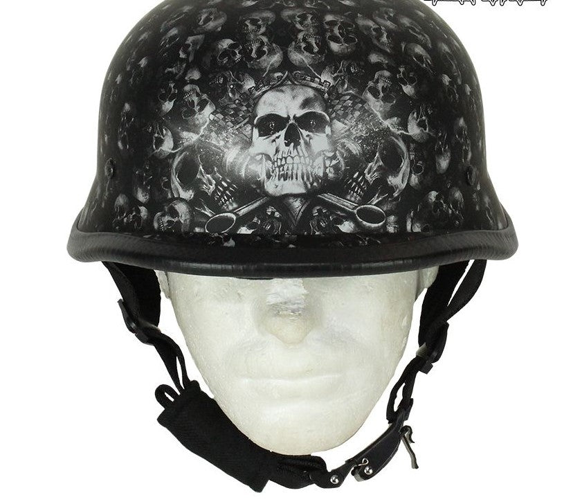 Grey Flat  Skull Graveyard German Novelty Helmet