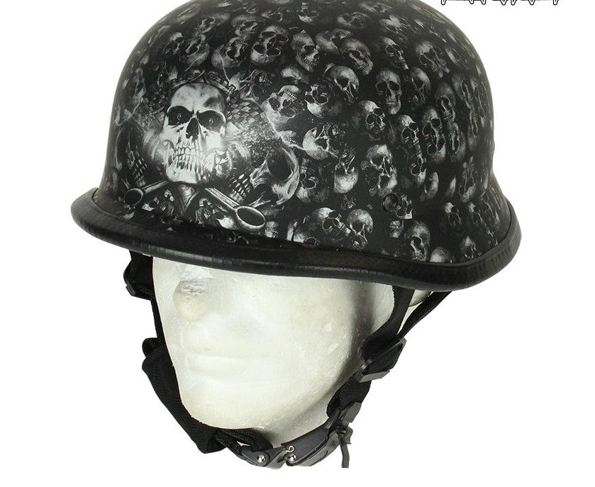 Grey Flat  Skull Graveyard German Novelty Helmet