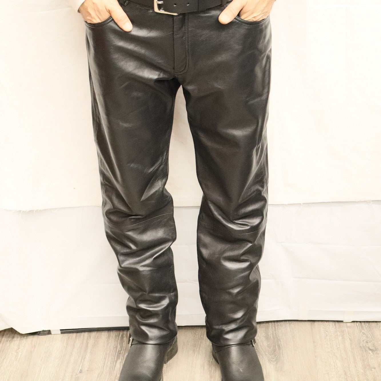 Men Dressy Leather Jean Very Soft Midweight Modern Fit Pant 