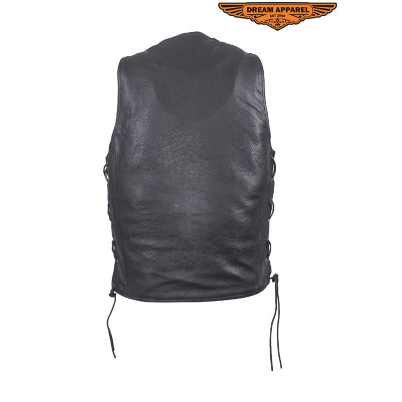 Mens Leather Vest With Side Laces