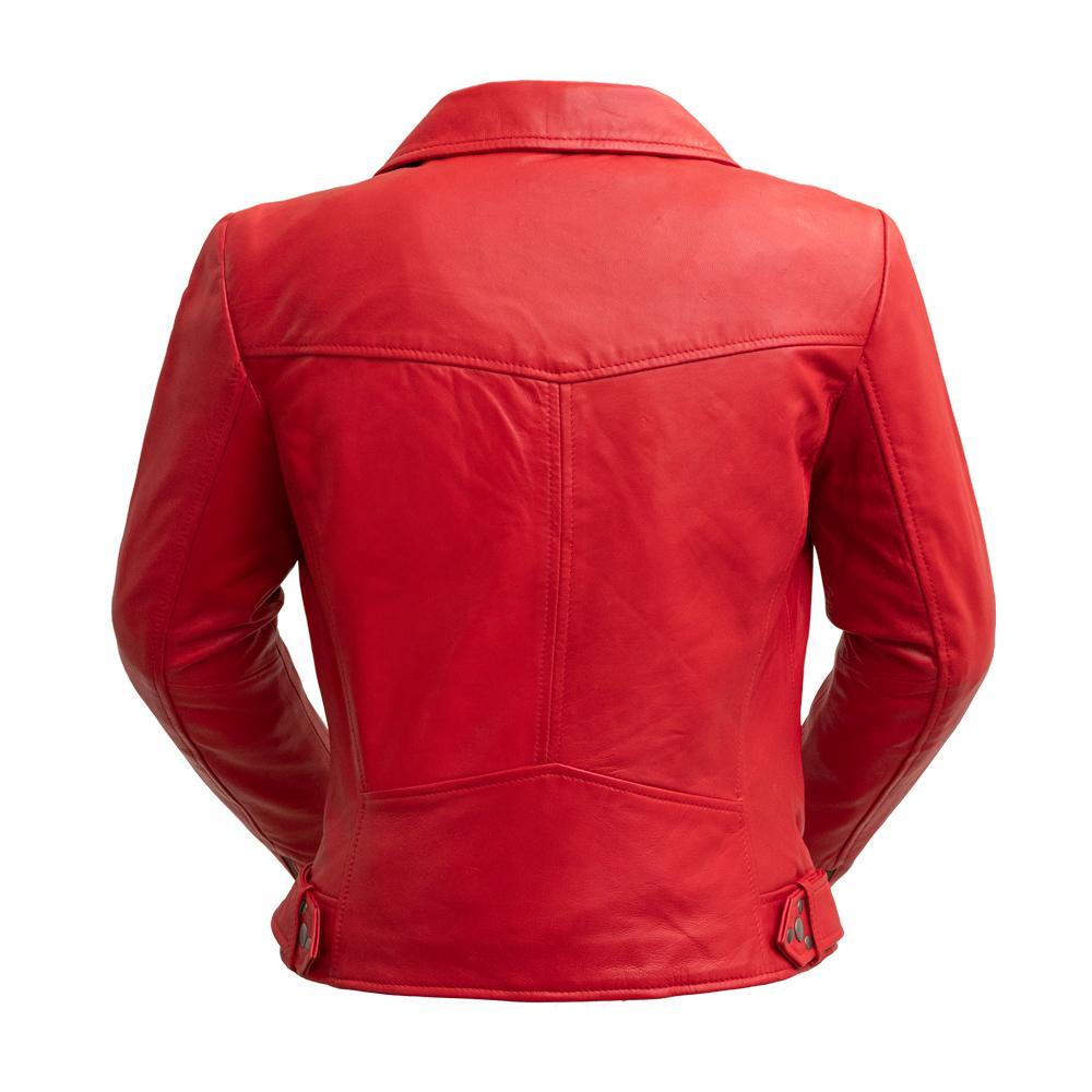 Woman's Red Biker Leather Jacket